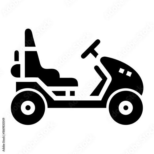 Ride-on lawn mower glyph icon symbolizing garden maintenance and landscaping tool