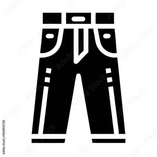 Stylish pants or jeans black glyph icon representing casual apparel for everyday wear