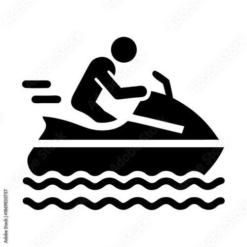 Person riding a personal watercraft across the water, illustrating speed and adventure