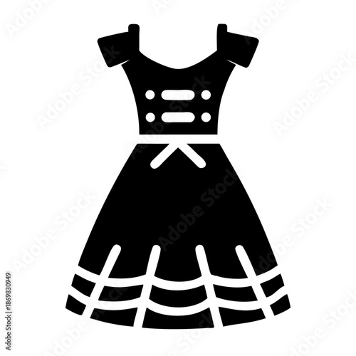 Traditional bavarian dirndl dress icon for folk costume and cultural celebration
