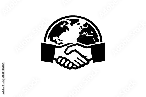 Diplomacy vector icon showing global cooperation and political dialogue. Black flat icon ideal for editorial visuals, international analysis and geopolitical content.