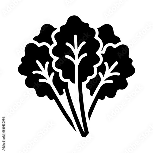 Fresh and healthy leafy greens vegetable glyph icon for a balanced diet and nutrition