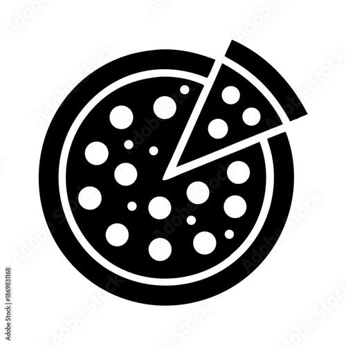 Classic pizza icon with a single slice removed, symbolizing sharing or takeout