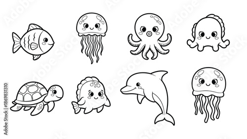 Charming Underwater Animal Illustrations for Kids