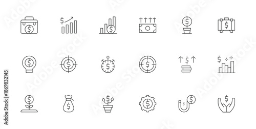 Set of Business Finance Line Icons Collection.