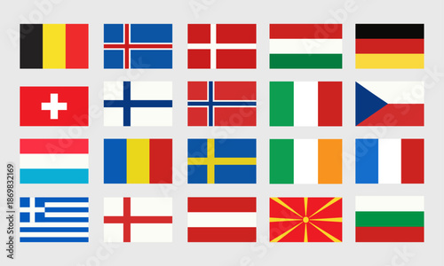 Flags of Europe set.