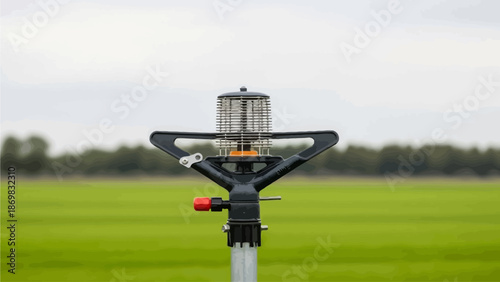 Irrigation system in an agricultural field on a cloudy day