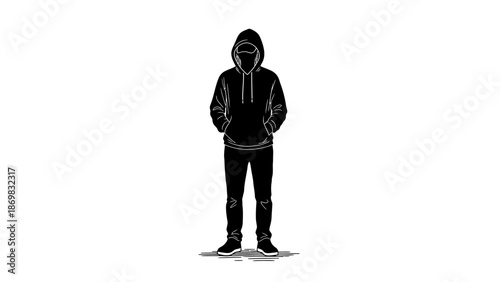 Man Wearing Hoodie and Sunglasses Standing.
