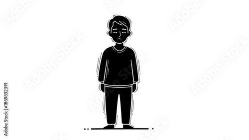 Illustration of a young boy standing alone.