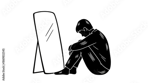 Man Sitting with Head in Hands.