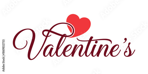 Valentines day logo with hearts and elegant cursive typography for love and romance concepts
