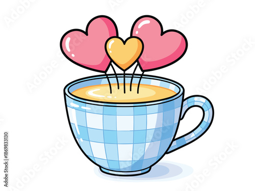 Cozy Coffee Cup with Hearts Illustration