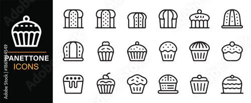 Editable panettone cake icons for bakery branding and food apps