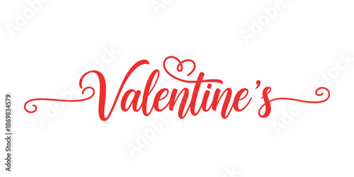 Valentines day greeting card with red heart and elegant cursive text