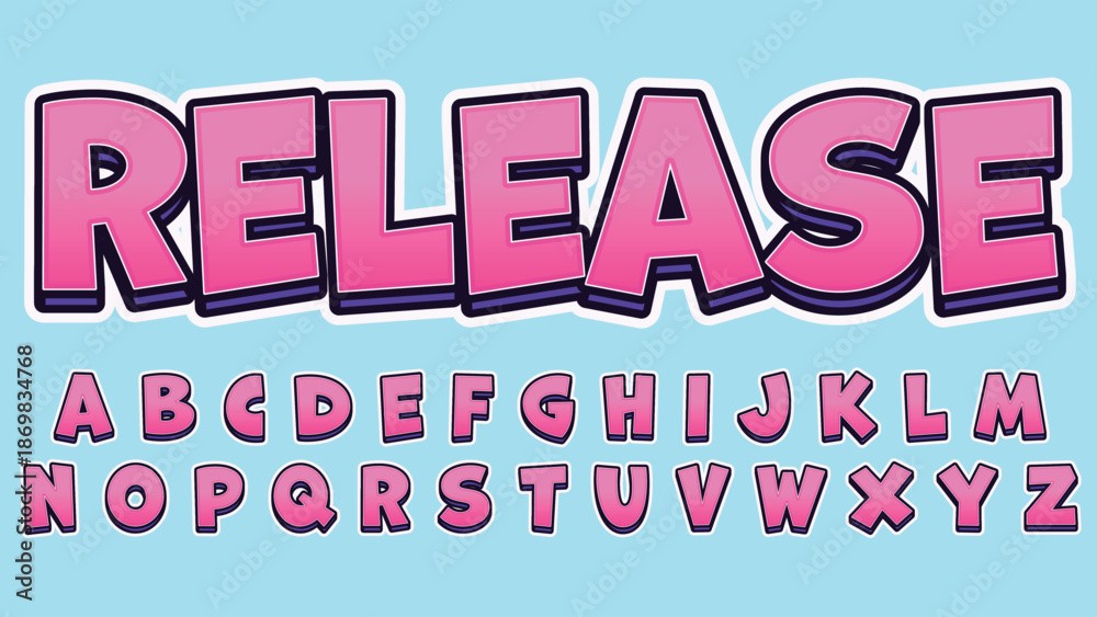 Fototapeta premium pink uppercase cartoon 3d isolated font
