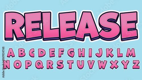 pink uppercase cartoon 3d isolated font