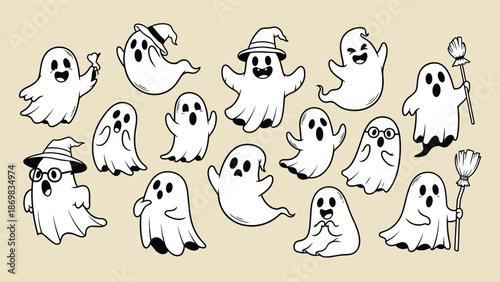 Whimsical Ghost Vector Illustrations Collection