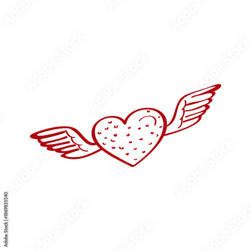 Love hand drawn vector illustration. Heart vector icon