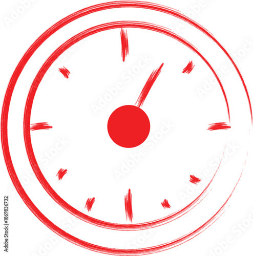 Kindergarten Learning Doodle Elements,Simple watercolor style red clock icon showing the concept of urgency or approaching deadline time management