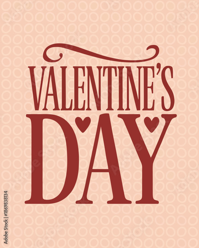 Valentine's Day Text on Pink Background with Hearts