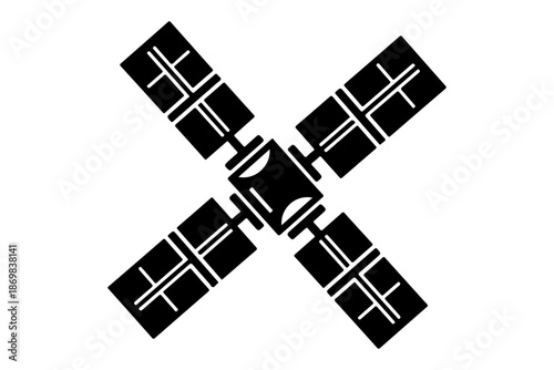 Modern space communication satellite icon design representing global connectivity, advanced technology, and orbital data transmission for digital information networks and futuristic systems