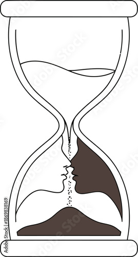 Hourglass with sand flowing from top to bottom