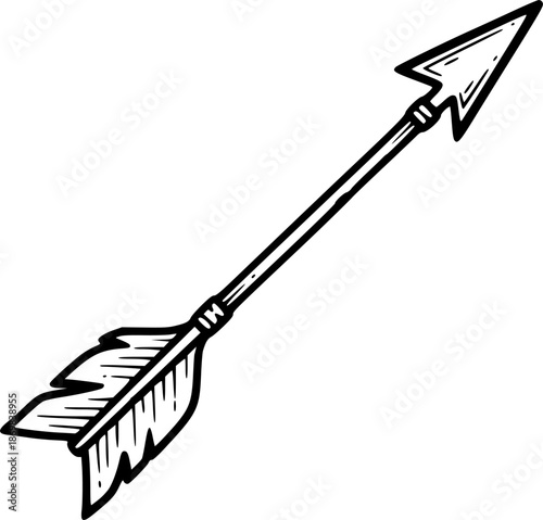 Vintage hand drawn arrow illustration in black and white