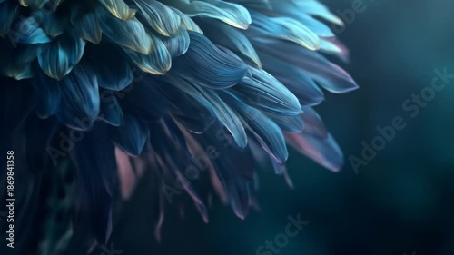 Close up of a blue flower petal with a soft blur background