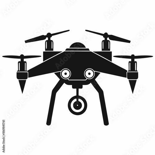 Black and white drone icon quadcopter aerial vehicle technology unmanned aircraft system
