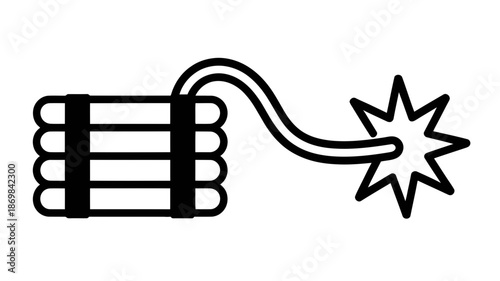 A bundle of dynamite sticks with a lit fuse, symbolizing danger or an imminent explosion