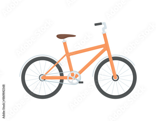 Orange bicycle on a white background. Classic bicycle. Ecological transport. Two-wheeled retro bicycle.