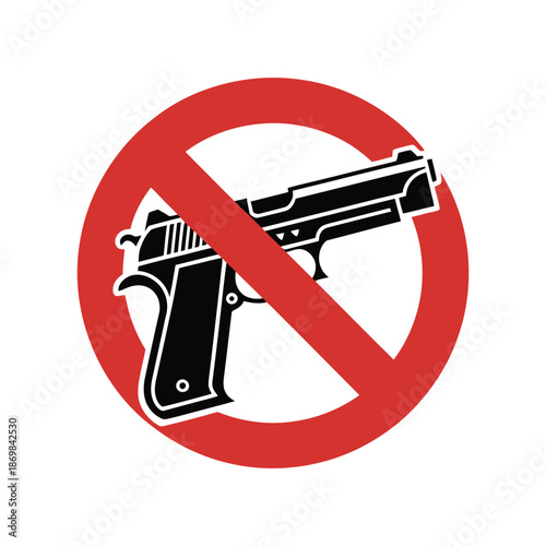 No firearms allowed A prohibition sign featuring a handgun silhouette