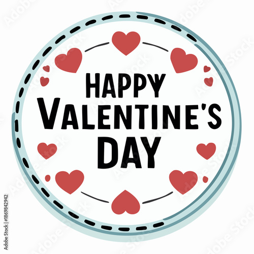 Happy Valentine's Day greeting with red hearts on white