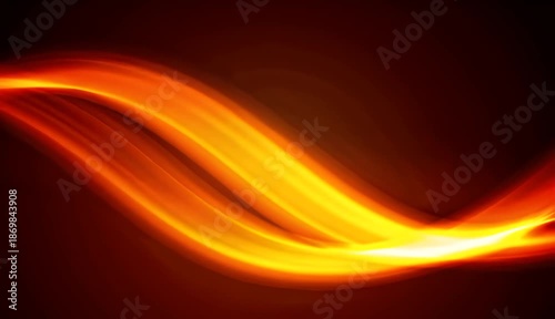 Abstract glowing fiery orange light waves background