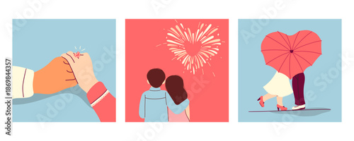 Valentines Day card set. For website banner, Sale, Valentine card, cover, flyer or poster trendy vector illustration ,celebration poster for Social Media.