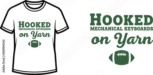 Hooked Mechanical Keyboards on Yarn Typography T-shirt Design, Modern with a playful touch, isolated on transparent background