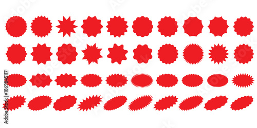 Set of Ten Black Starburst Badges Vector Icons for Promotional Seals, Guaranteed Labels, and Sale Stickers