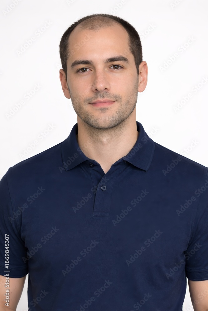 Obraz premium Hair transplantion FUE before portrait of young man with receding hairline in studio