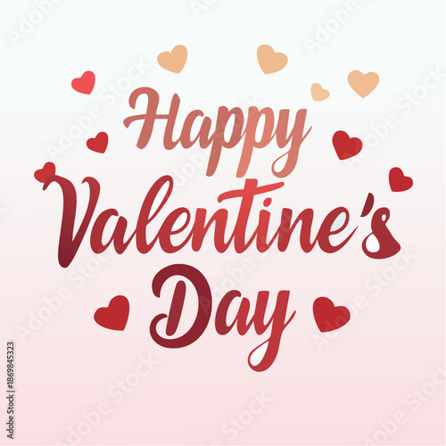 Happy Valentine's Day with cute hearts on pink background