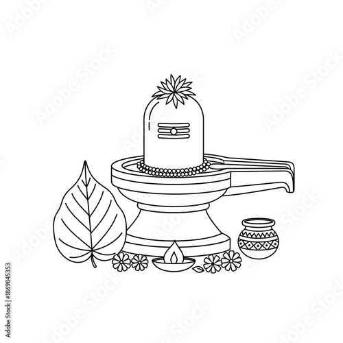 Black and White Illustration of Shiva Linga.