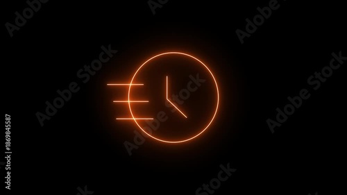 Wallpaper Mural Glowing neon clock icon and black background for time and deadline concepts. Torontodigital.ca