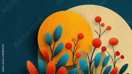 Background composition with multiple design elements arranged harmoniously