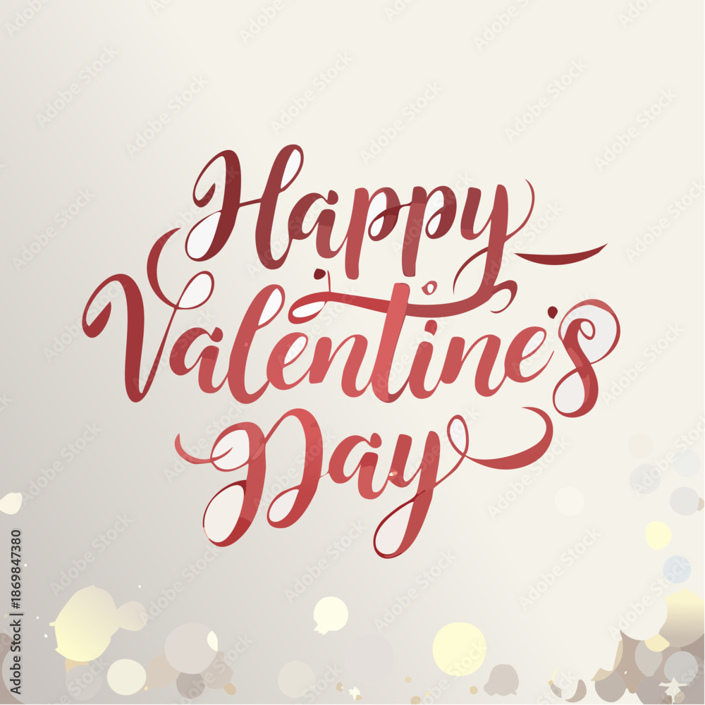 Obraz premium Happy Valentine's Day greeting with elegant red calligraphy text
