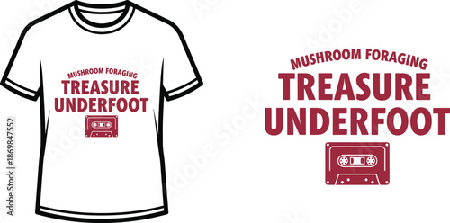MUSHROOM FORAGING TREASURE UNDERFOOT Typography T-shirt Design, retro, isolated on transparent background