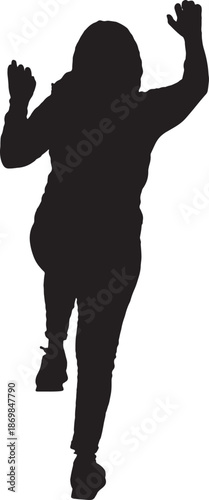 vector,silhouette of back view of a woman who imagines climbing stairs