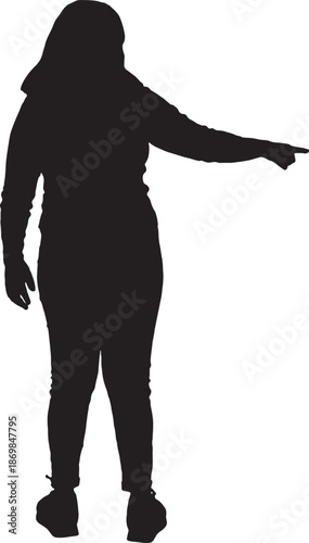 vector,silhouetteof back view of a woman pointing away