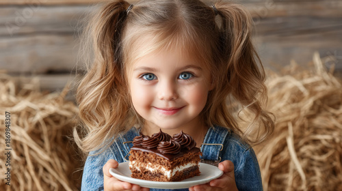 Kid holding a plate with a ...
