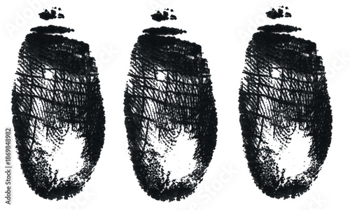 Thumbprint identity with black fingerprint markings on a white background