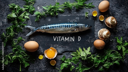 Text "VITAMIN D" on a chalk...