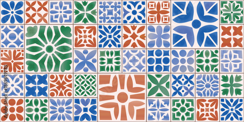 Watercolor botanical ornamental tile seamless pattern. Floral textured turkey vector wall, floor design